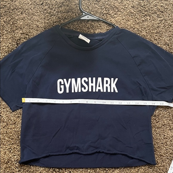 Gymshark Dark Blue Crop Top with White Logo - Picture 6 of 7
